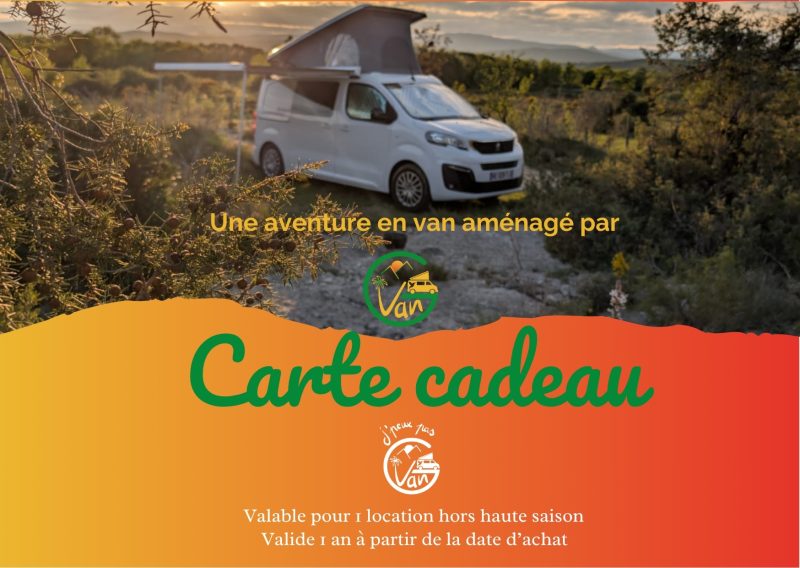 carte cadeau illustrée avec un van aménagé loué à G VAN sur Montpellier